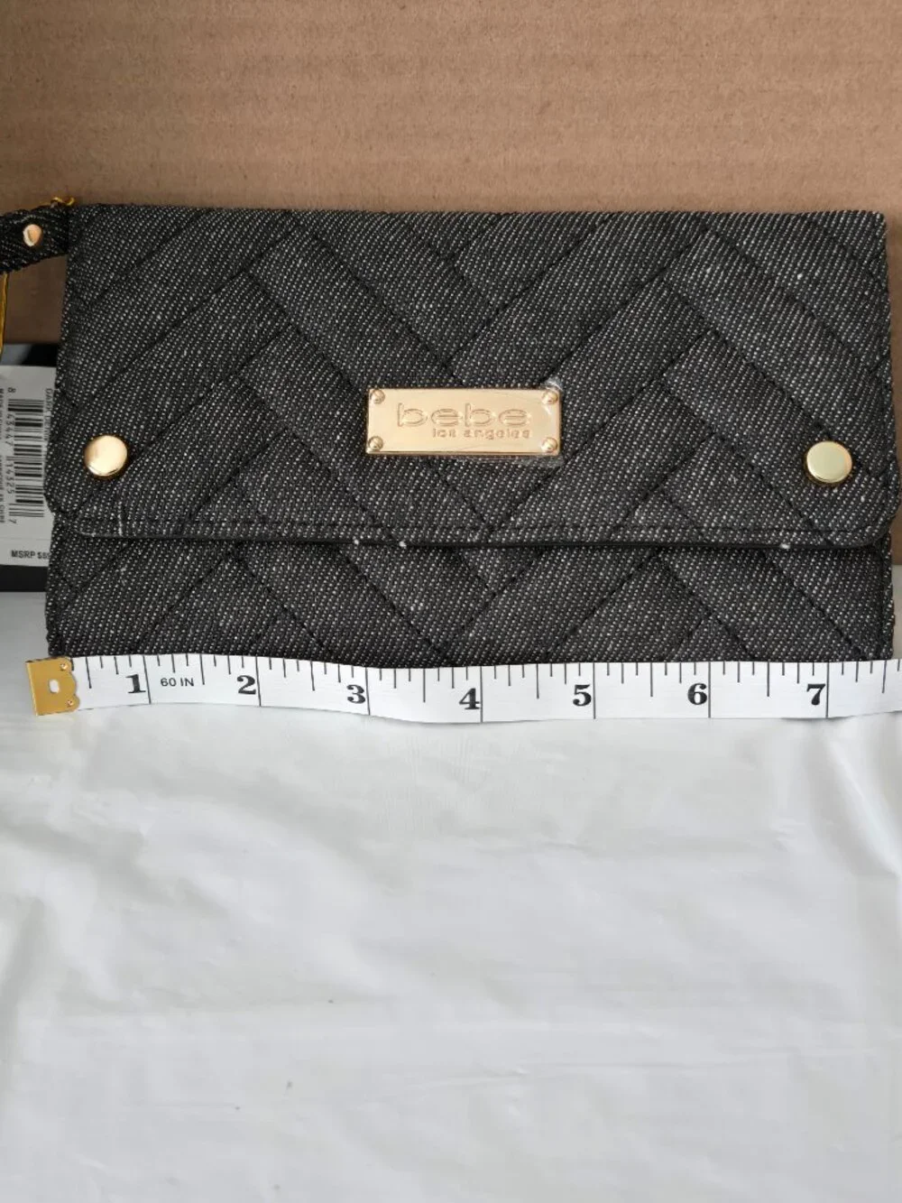 bebe Los Angeles Black Quilted Wallet Wristlet NWT Gold Hardware